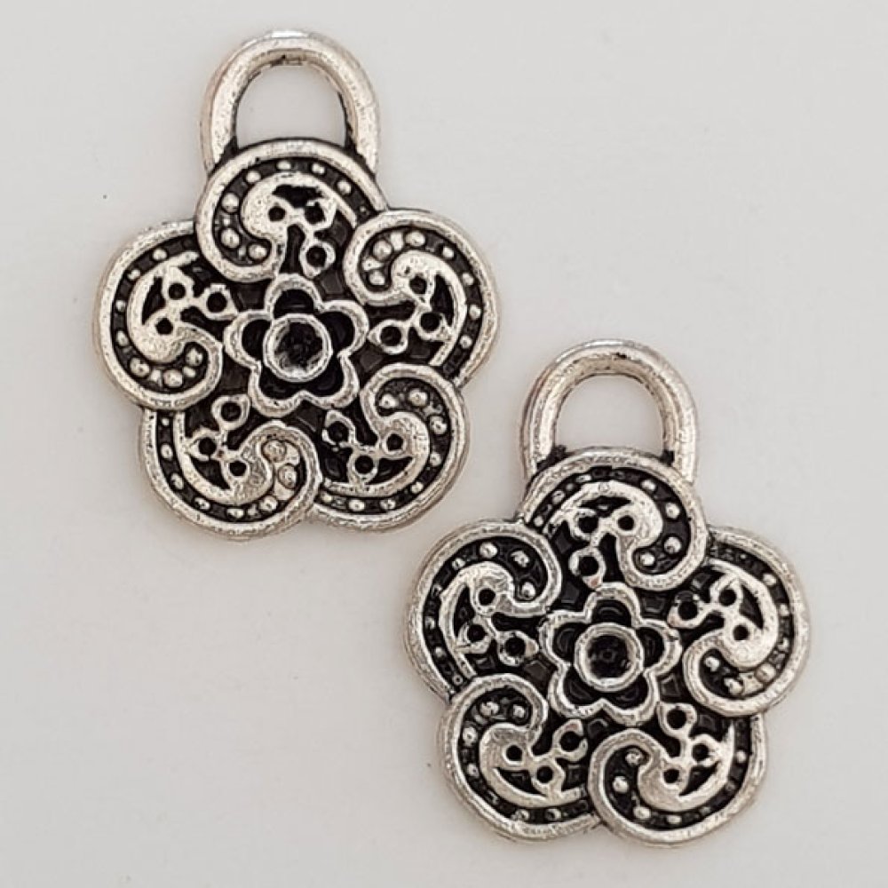 Flower Charm Metal N°055 Sølv