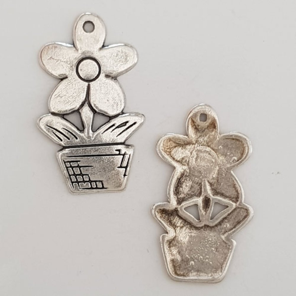 Flower Charm Metal N°056 Sølv