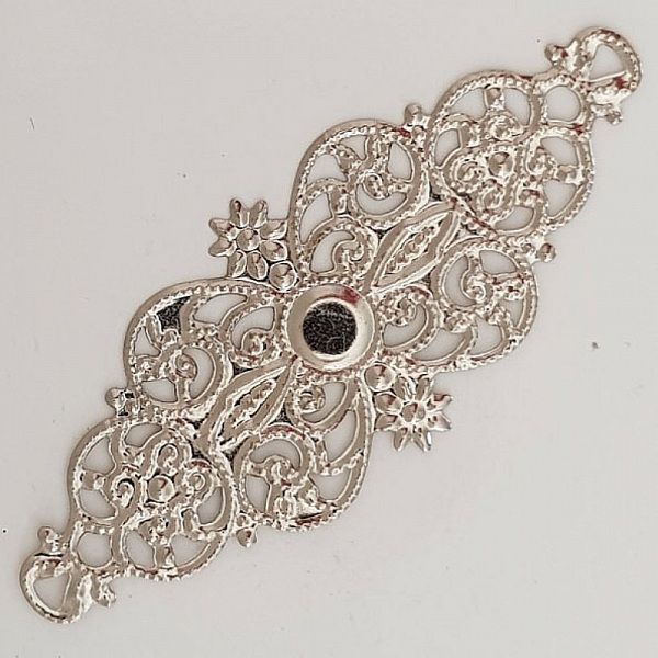 Blomst Charm Metal N&deg;098 S&oslash;lv Gravering