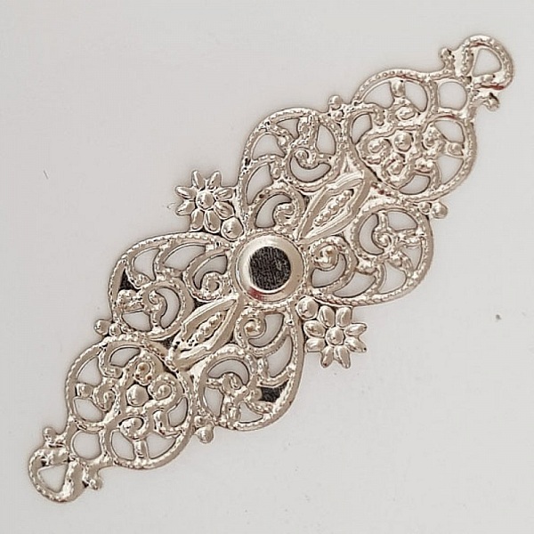 Blomst Charm Metal N&deg;098 S&oslash;lv Gravering