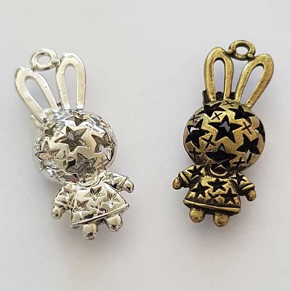 Breloque Lapin N&deg;03 Lot de 2 pi&egrave;ces