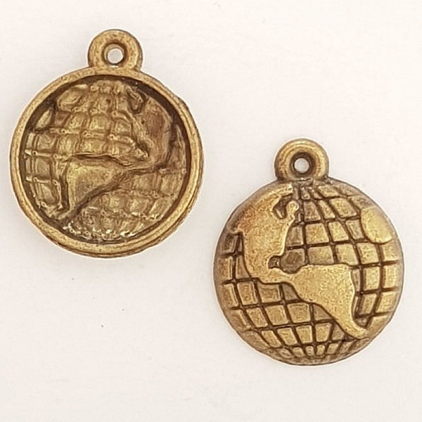 Breloque M&eacute;daille Mappemonde 17 mm Bronze-11