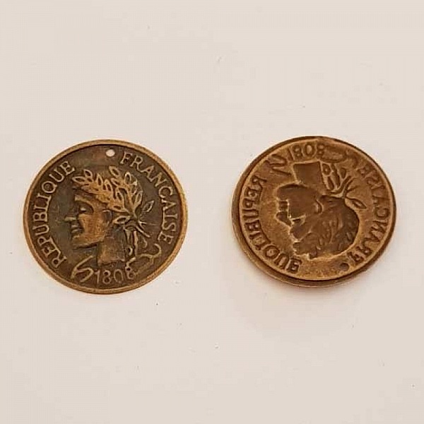 Breloque M&eacute;daille pi&egrave;ce 24 mm Bronze-05