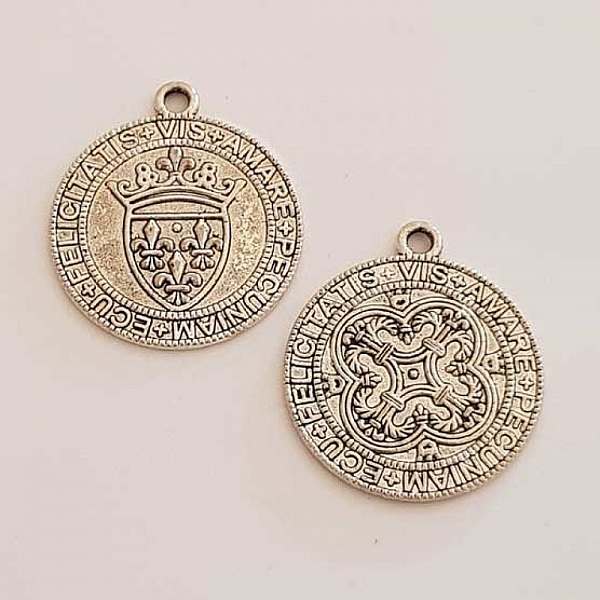 Breloque M&eacute;daille pi&egrave;ce 30 mm Argent-07