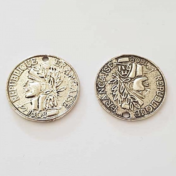 Breloque M&eacute;daille pi&egrave;ce 23 mm Argent-02