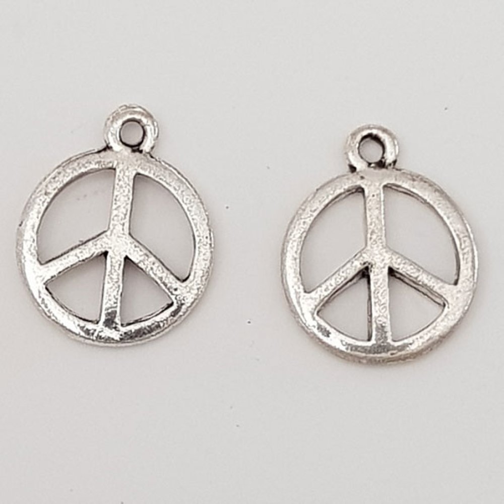 Peace &amp; Love Charm nr. 03 Sølv x 10 stykker