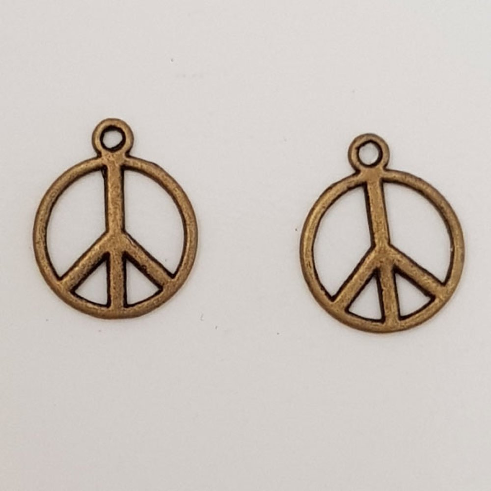 Peace &amp; Love Charm N°07 Bronse x 10 stk.