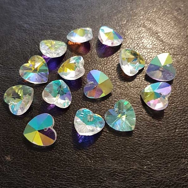 Hjerte anheng i fasettert glass N&deg;01-03