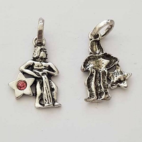 Vannmannen Stjernetegn Charm S&oslash;lv Metall N&deg;03 med rhinestones