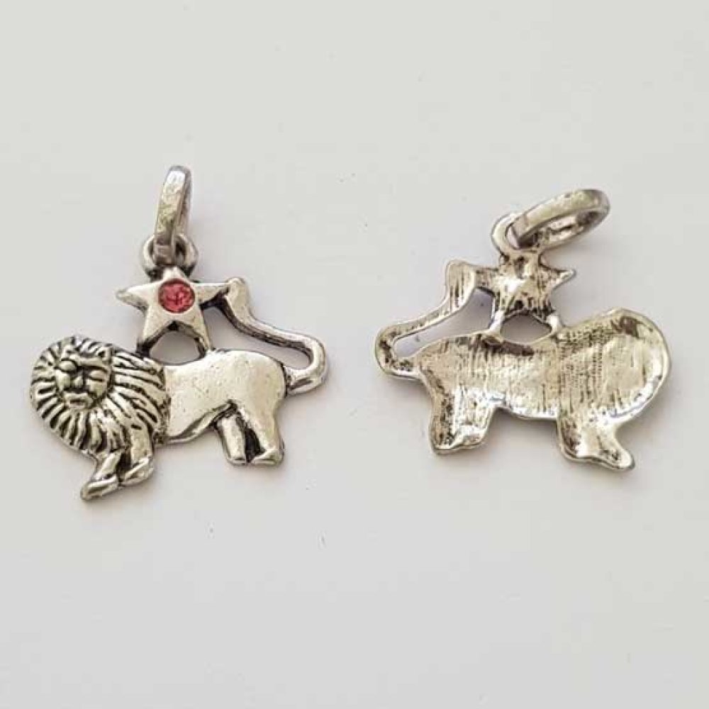 Stjernetegn charm Lion Silver Metal nr. 03 med rhinestones
