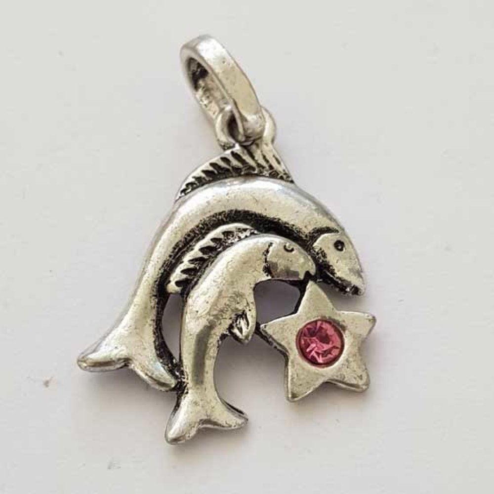 Stjernetegn Fiskene Charm Sølv Metall N°03 med rhinestones
