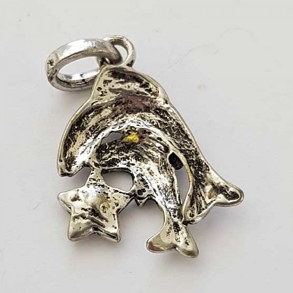 Stjernetegn Fiskene Charm S&oslash;lv Metall N&deg;03 med rhinestones