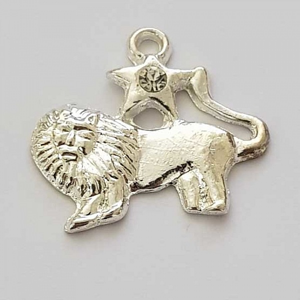 Stjernetegn charm Leo Silver Metal N&deg;04 med rhinestones