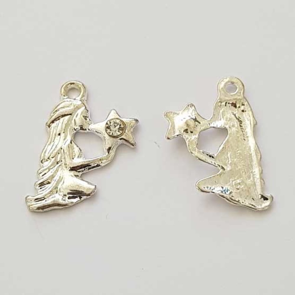 Jomfru stjernetegn charm sølv metall nr. 04 med rhinestones