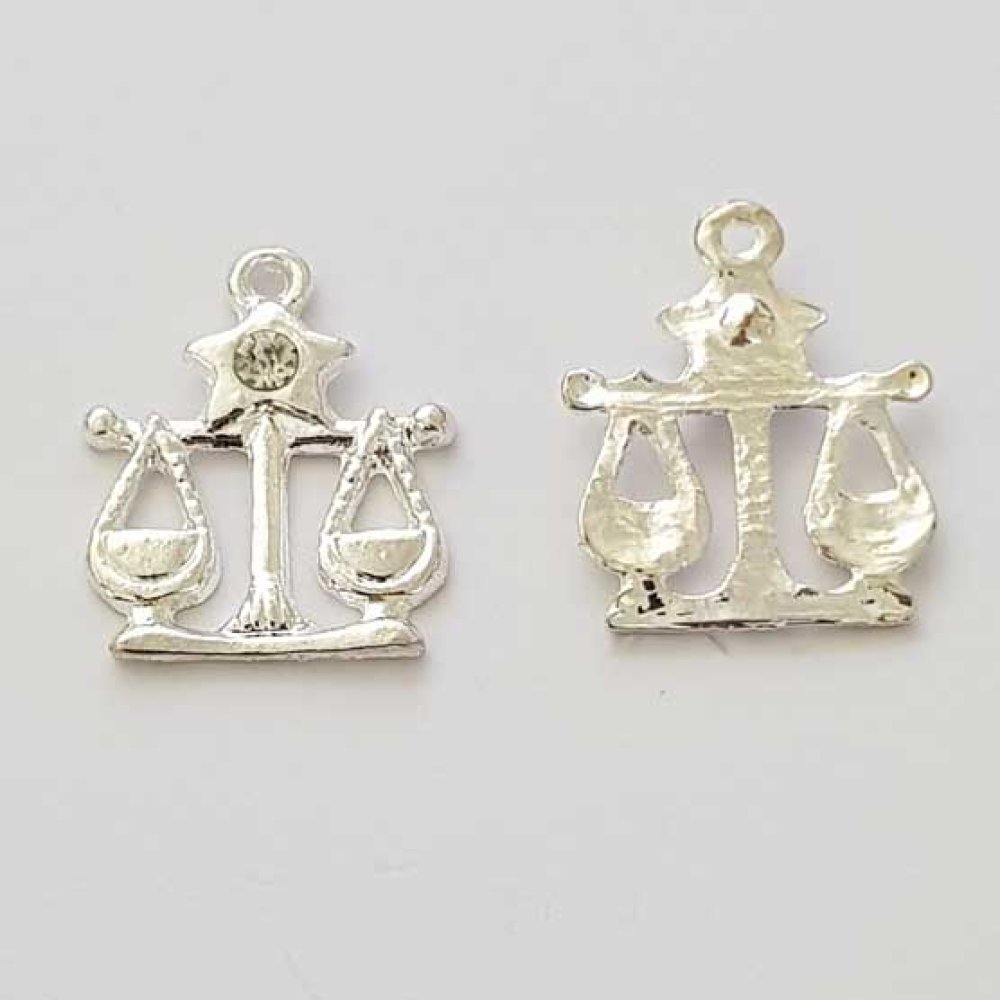 Stjernetegn charm Libra Silver Metal N°04 med strass