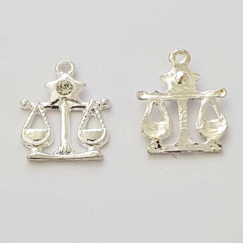 Stjernetegn charm Libra Silver Metal N°04 med strass