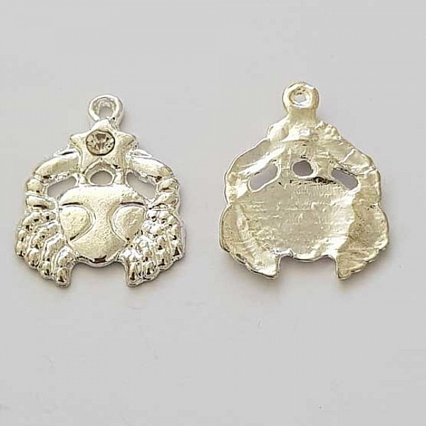 Stjernetegn charm Cancer Silver Metal nr. 04 med rhinestones