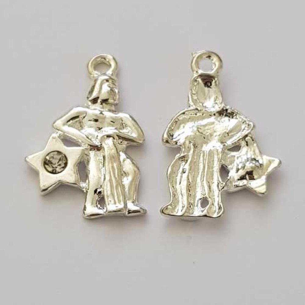 Vannmannen Stjernetegn Charm Sølv Metall N°04 med rhinestones