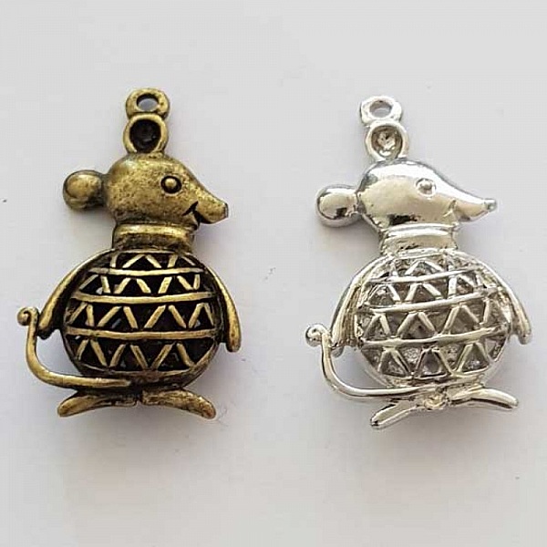 Breloque Souris N&deg;02 Lot de 2 pi&egrave;ces Argent et Bronze