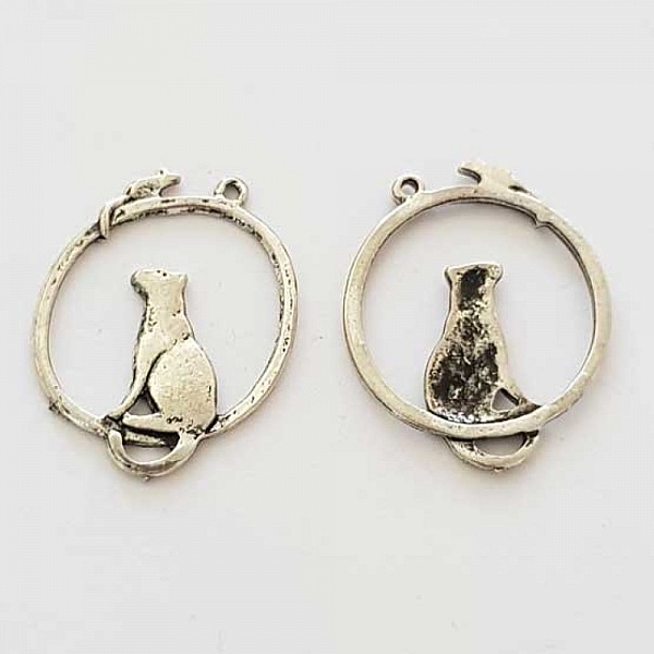 Breloque Souris N&deg;06 Argent Chat