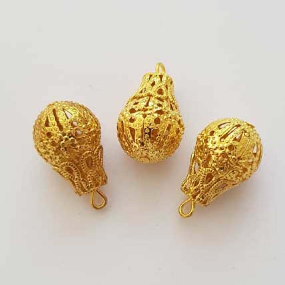 Gull gjennombrutt dråpe charm N°02-03