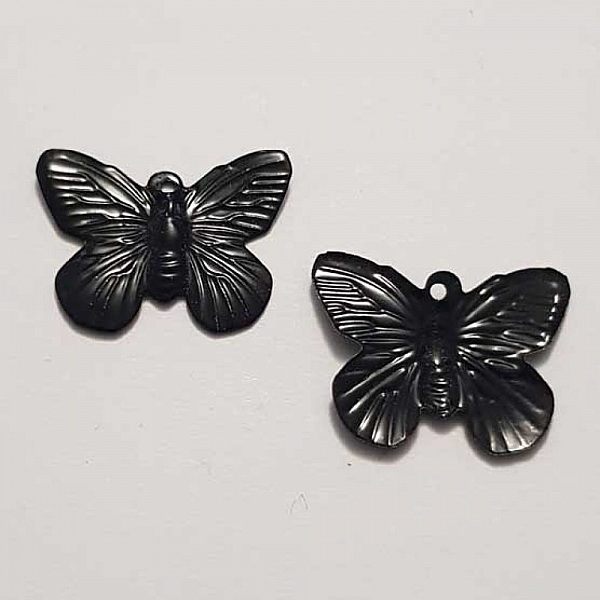 Breloque papillon N&deg;25 Noir 18 x 14 mm