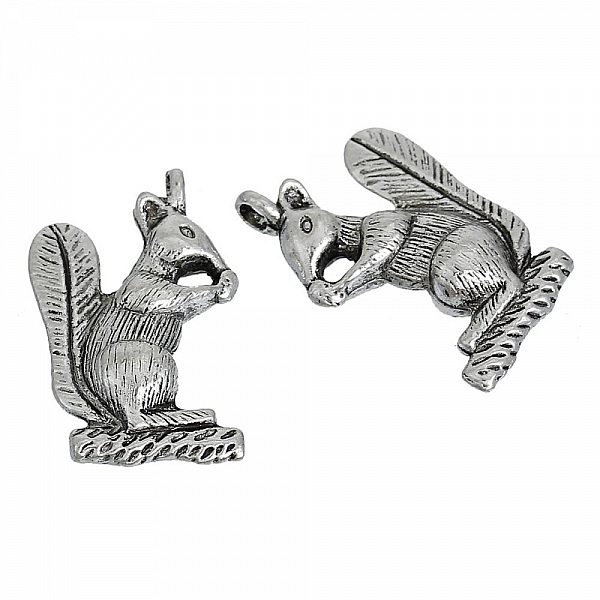 Breloque &eacute;cureuil 3D Argent N&deg;01 27 X 17 mm