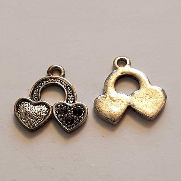 Breloques C&oelig;ur N&deg;72 Argent et Strass