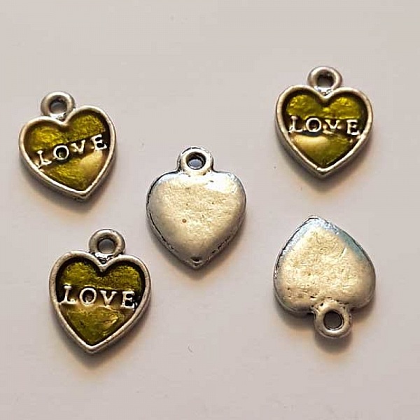 Breloques C&oelig;ur N&deg;80 Argent et Vert