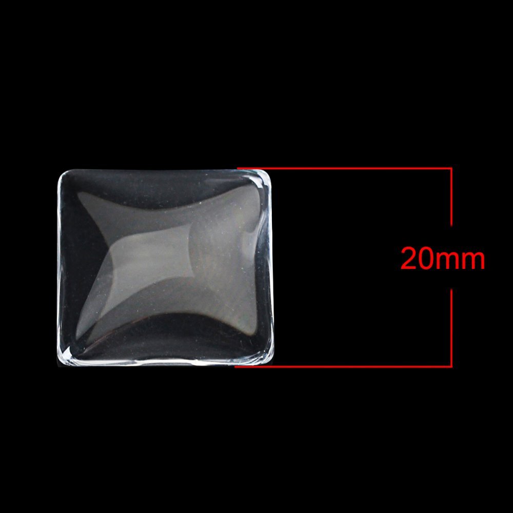 Cabochon Square 20 x 20 mm i klart burrglass N°27