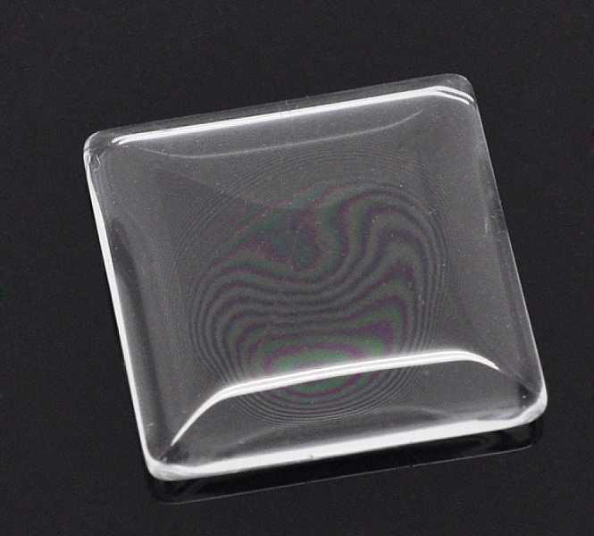 Cabochon Square 25 x 25 mm i klart burrglass N&deg;28