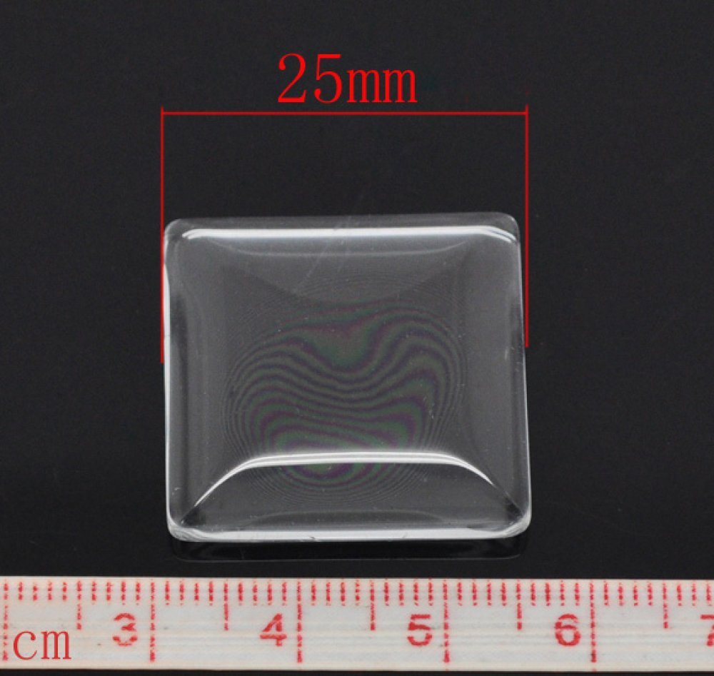Cabochon Square 25 x 25 mm i klart burrglass N°28