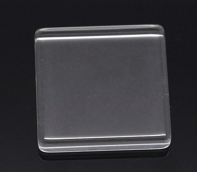Cabochon Square 25 x 25 mm i gjennomsiktig fliseglass N&deg;29
