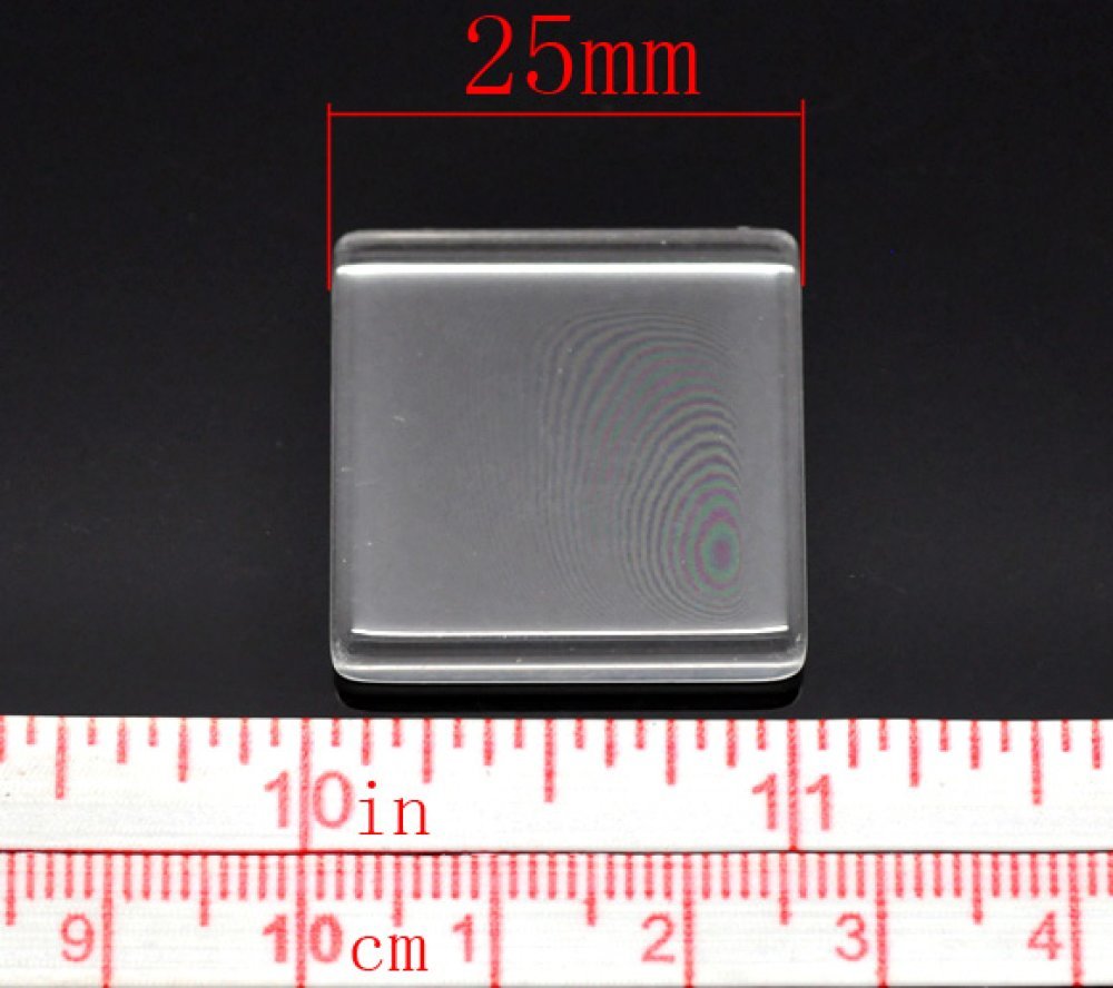 Cabochon Square 25 x 25 mm i gjennomsiktig fliseglass N°29
