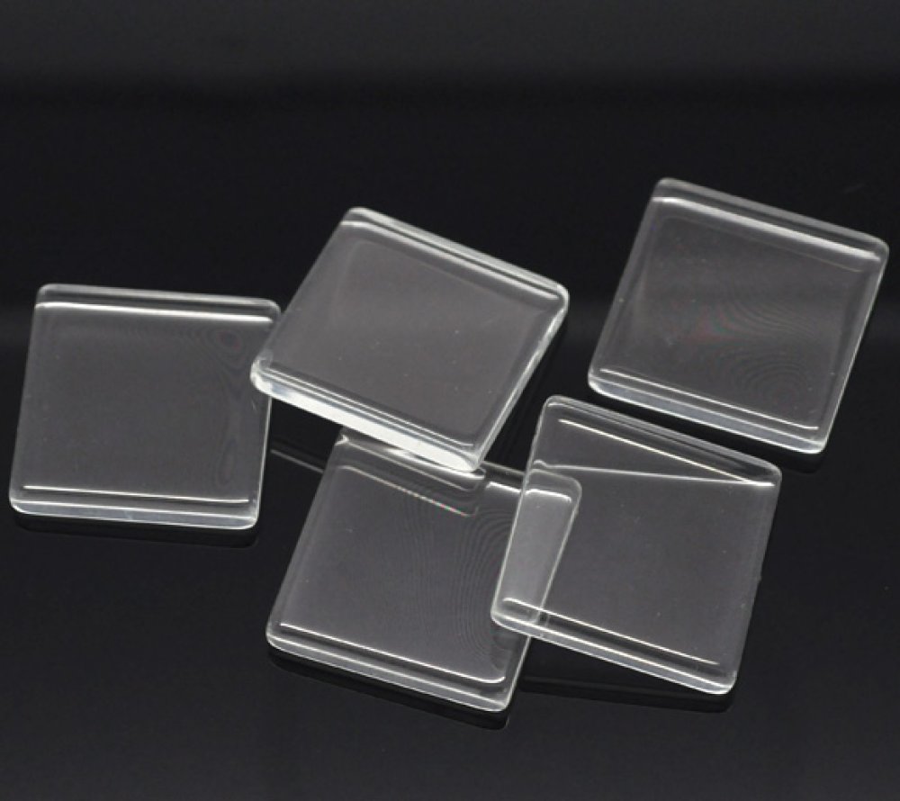 Cabochon Square 25 x 25 mm i gjennomsiktig fliseglass N°29