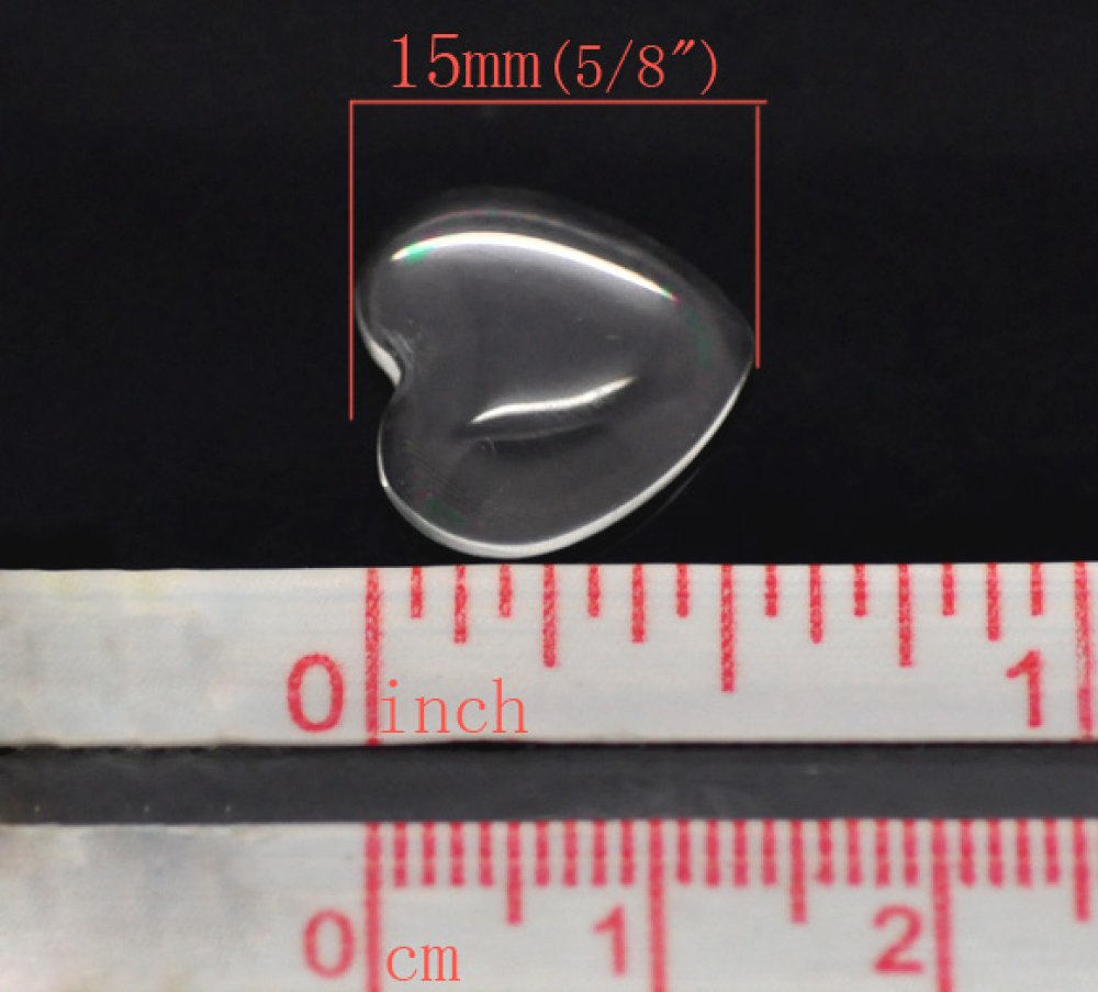 Cabochon hjerte 14 x 15 mm i klart burrglass N°22