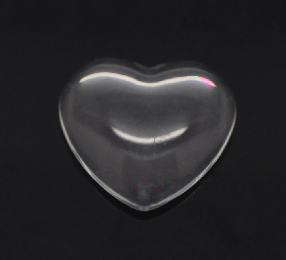 Cabochon hjerte 14 x 15 mm i klart burrglass N°22
