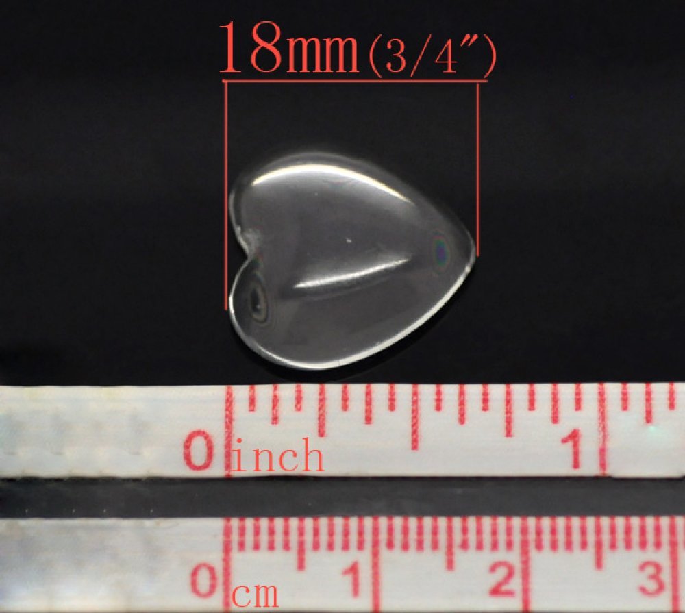 Cabochon hjerte 17 x 18 mm i klart burrglass N°23