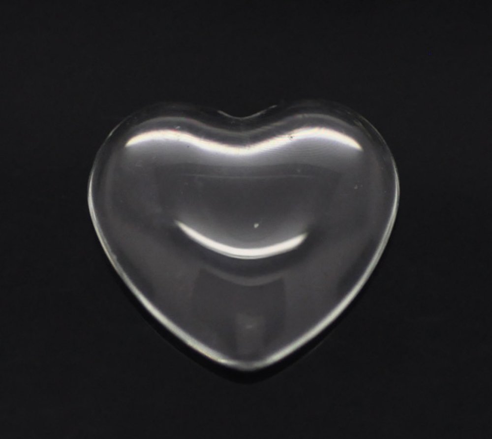 Cabochon hjerte 17 x 18 mm i klart burrglass N°23