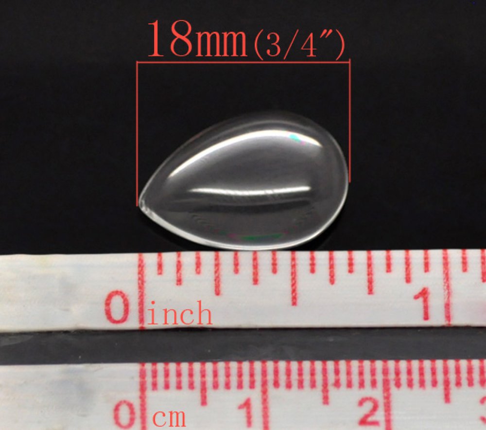 Cabochon dråpe 13 x 18 mm i klart burrglass N°24