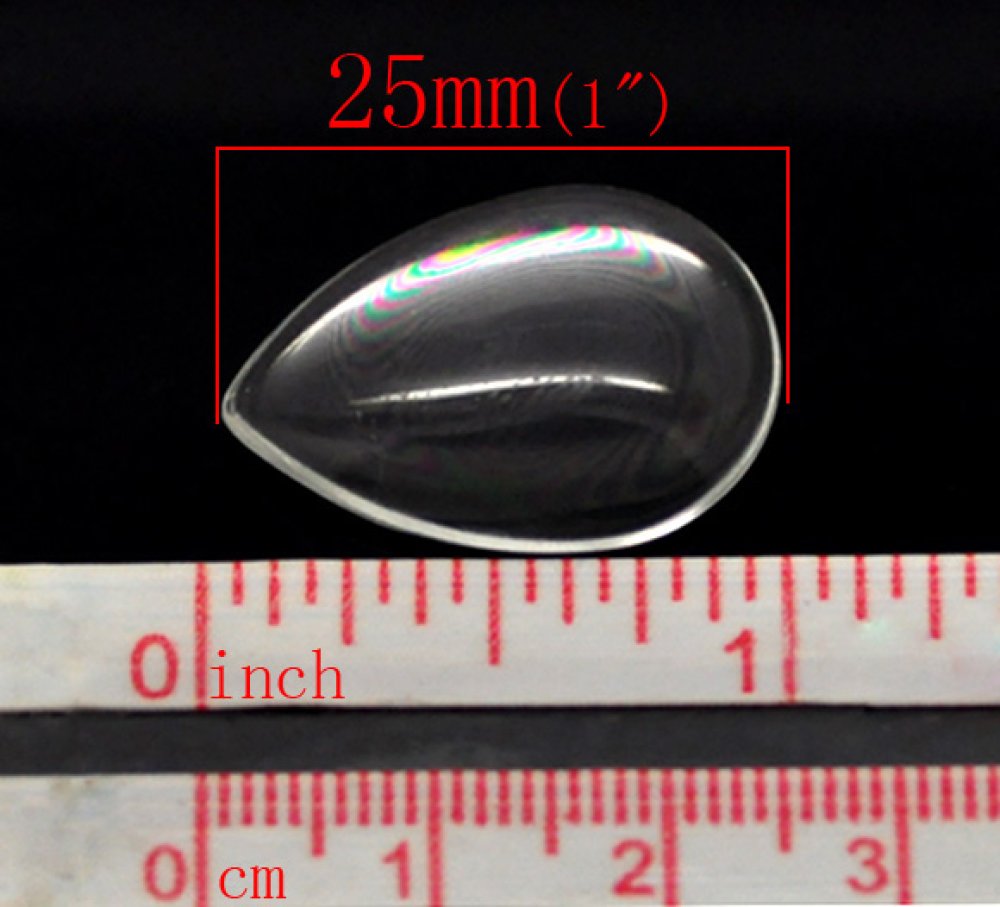 Cabochon dråpe 18 x 25 mm i klart burrglass N°25