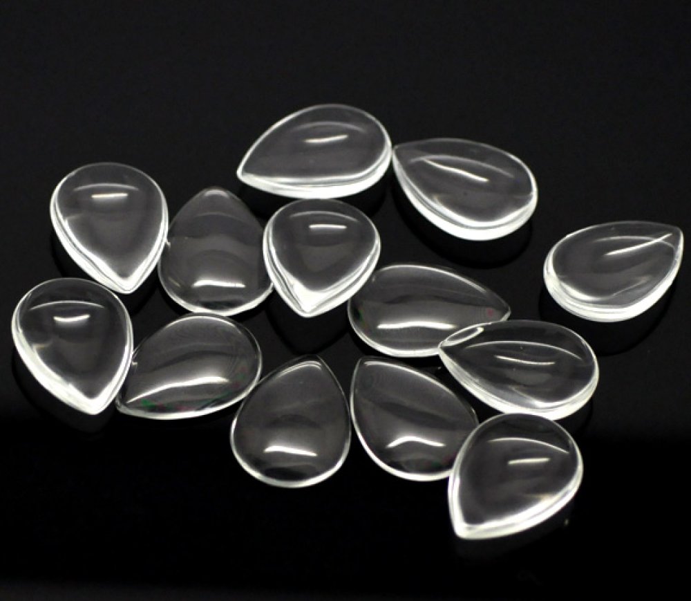 Cabochon dråpe 18 x 25 mm i klart burrglass N°25