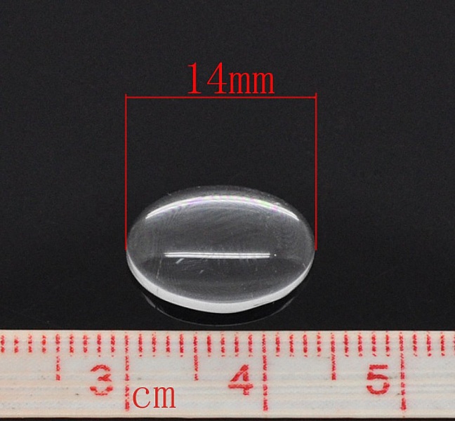 Oval cabochon 10 x 14 mm x 2 stykker i klart burrglass N&deg;16