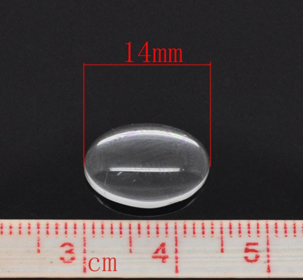 Oval cabochon 10 x 14 mm x 2 stykker i klart burrglass N°16