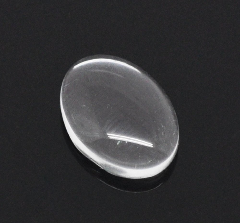 Oval cabochon 10 x 14 mm x 2 stykker i klart burrglass N°16