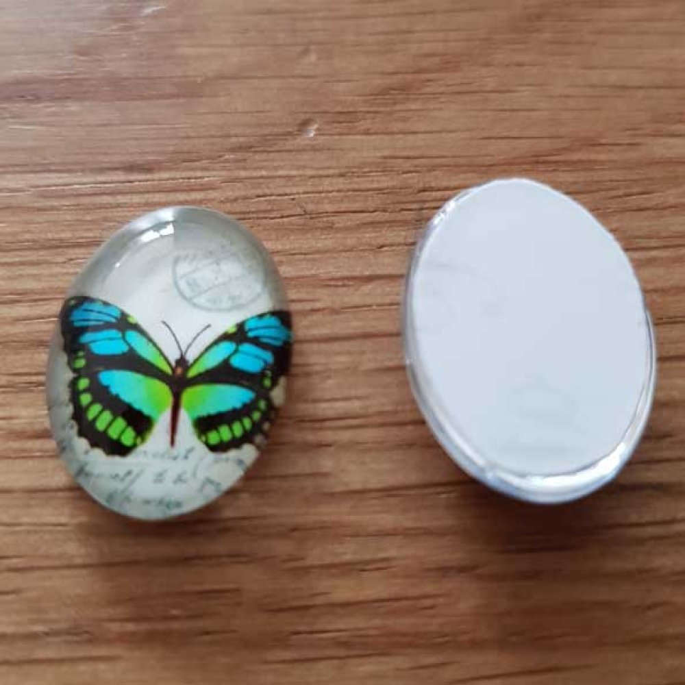 Cabochon Oval 13 x 18 mm Sommerfugl N°02