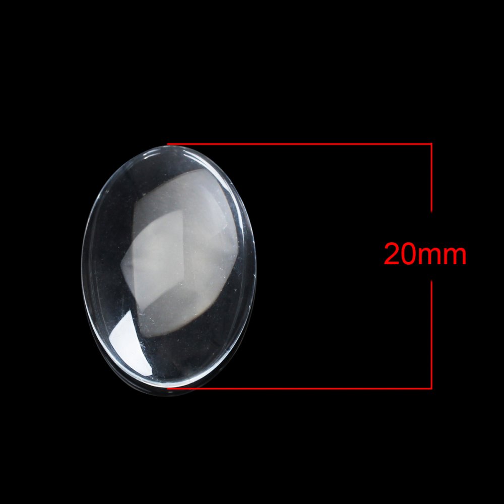 Cabochon Oval 15 x 20 mm i klart burrglass N°18 per 2 stk.