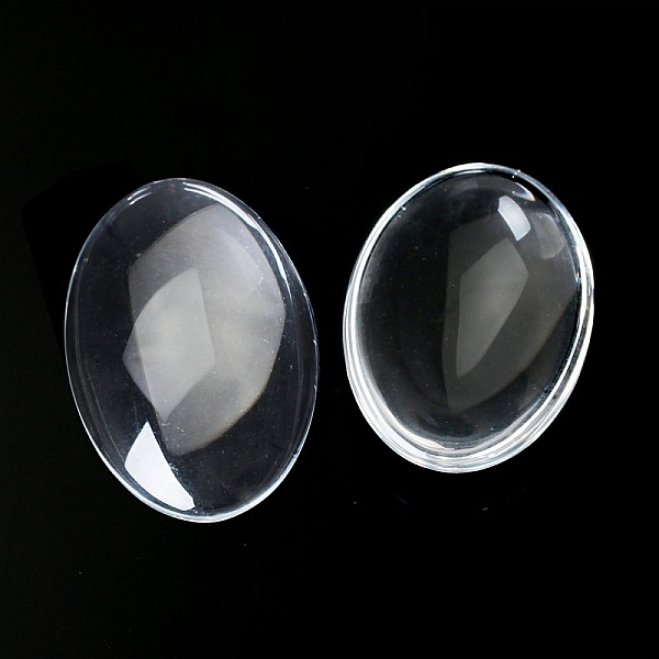 Cabochon Oval 15 x 20 mm i klart burrglass N&deg;18 per 2 stk.