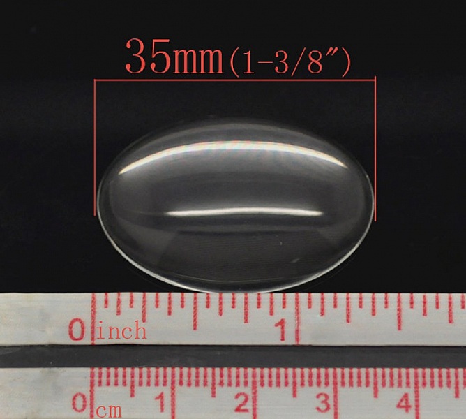 Oval cabochon 25 x 35 mm i klart burrglass N&deg;20