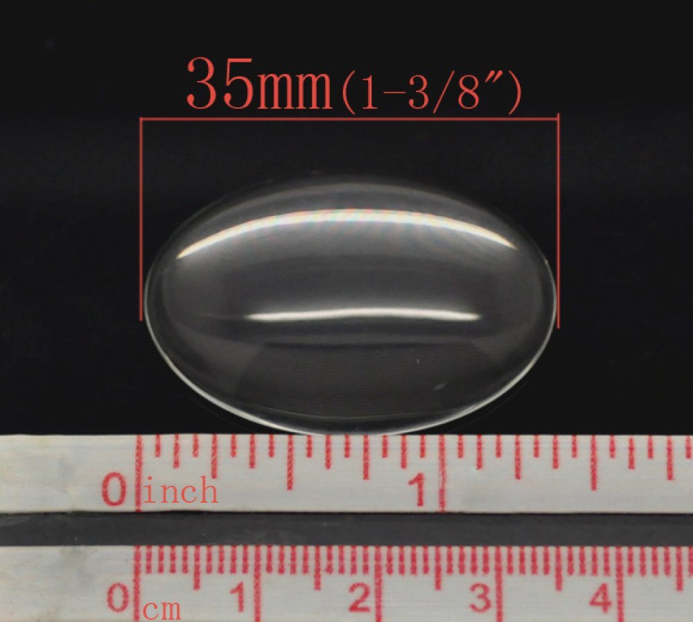 Oval cabochon 25 x 35 mm i klart burrglass N°20